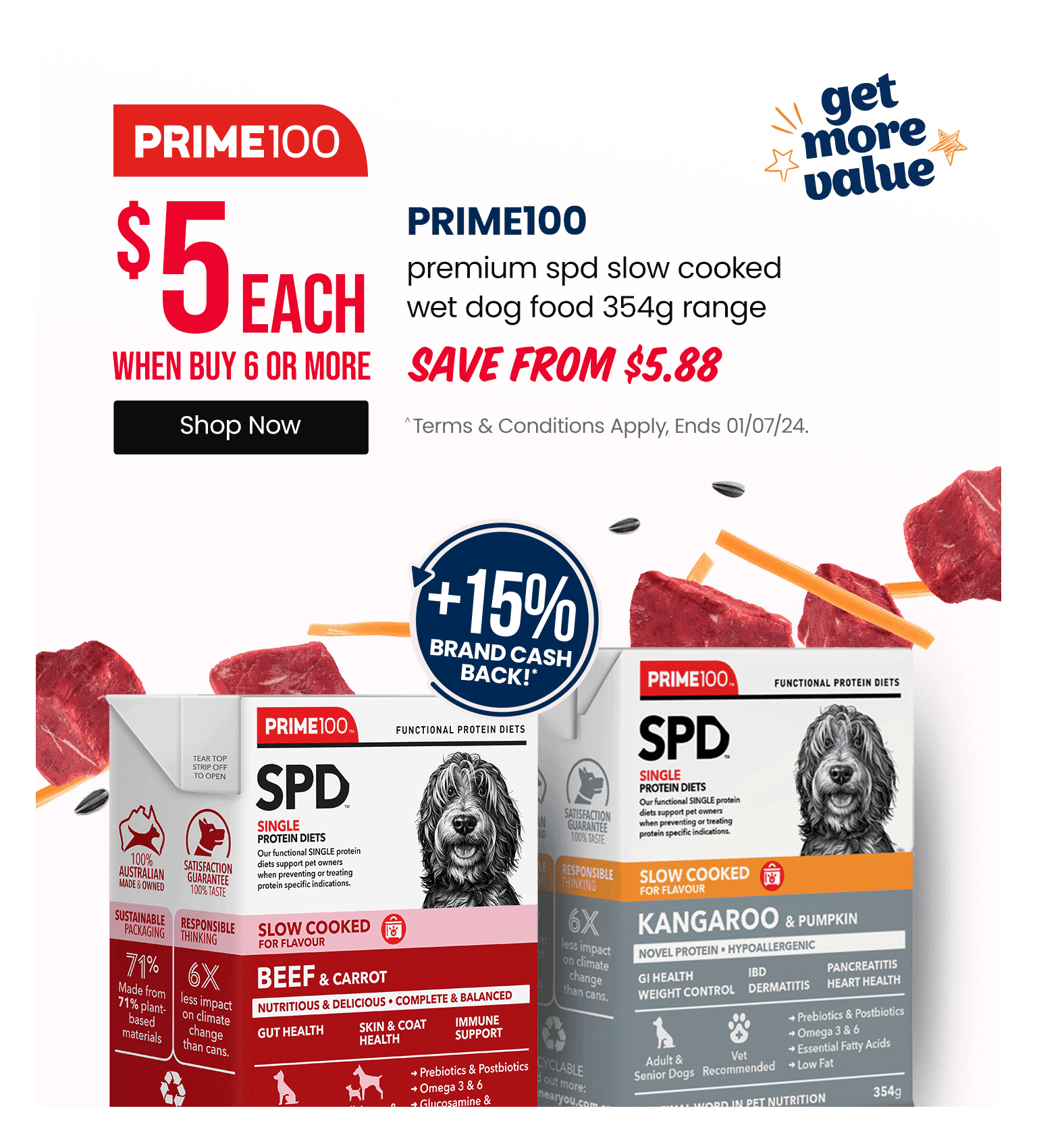 $5 EACH Prime100 premium SPD slow cooked WHEN YOU BUY 6 OR MORE